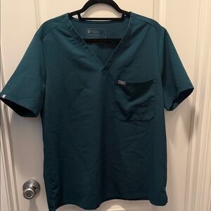 Figs V-neck Scrub Top in Teal Green